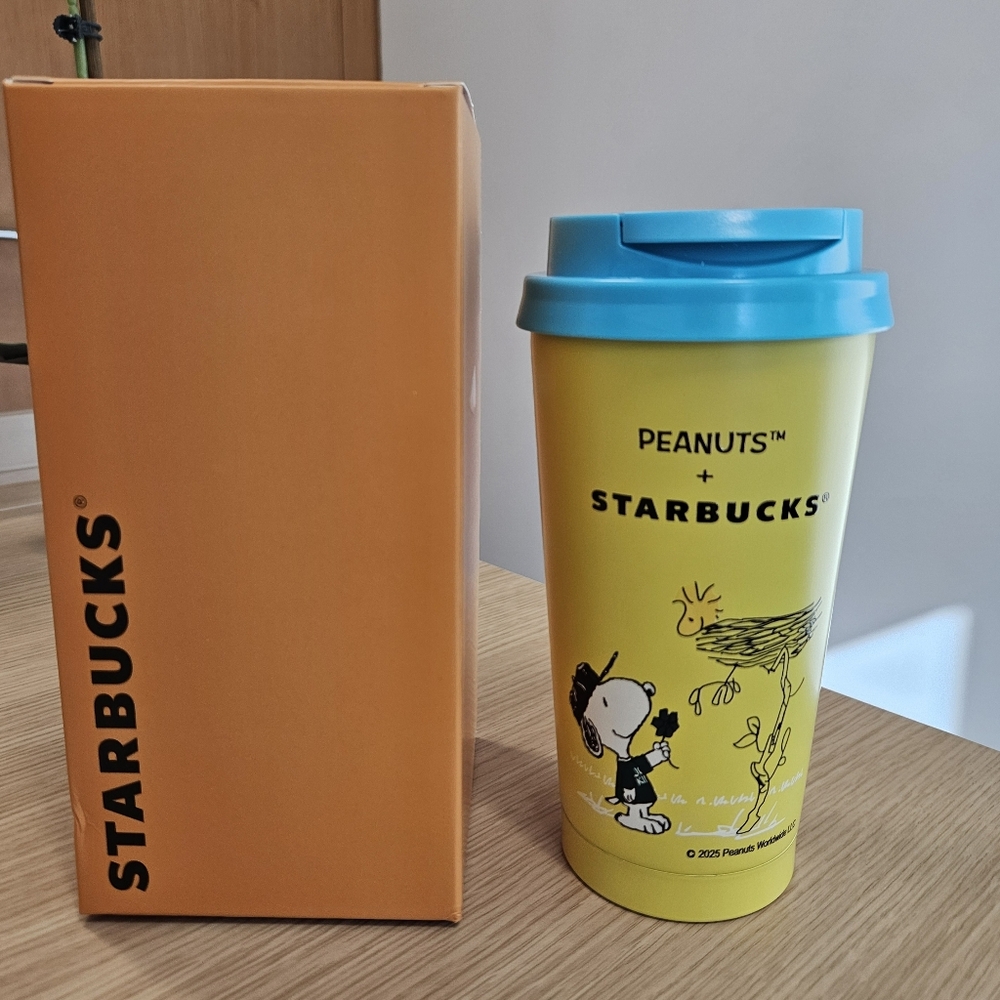 Peanuts Snoopy/Woodstock 16 oz Stainless Steel Insulated Cup w/ Lid - Brand New